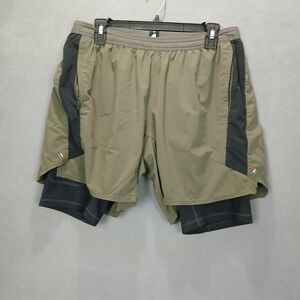 Fourlaps Re Up Fitness Shorts Mens Large Olive Green Drawstring Workout Athletic
